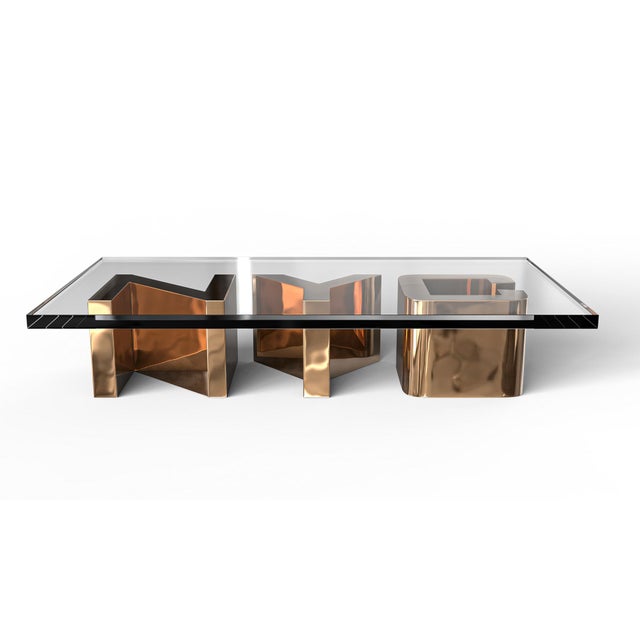 Bronze "Nyc" Coffee Table With Bronze, Handmade For Sale - Image 8 of 8