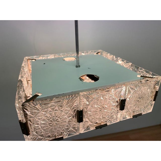 1970s Glass and Chrome Pendant from Kamenicky Senov, Czechoslovakia, 1970s For Sale - Image 5 of 9