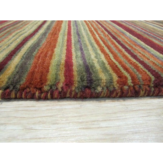 2020s 4x6 Multicolor Flat Weave Wool Earthen Banding Striped Modern Carpet Rug For Sale - Image 5 of 11
