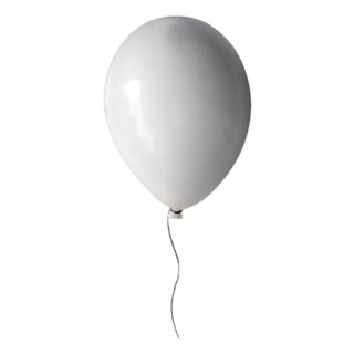 White Glossy Ceramic Balloon Wall Sculpture - Small Size For Sale
