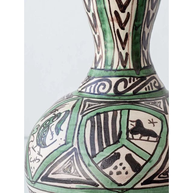 Mid-Century Modern Spanish Revival Table Lamp in Punter Green and Black Ceramic, 1970s For Sale - Image 4 of 16