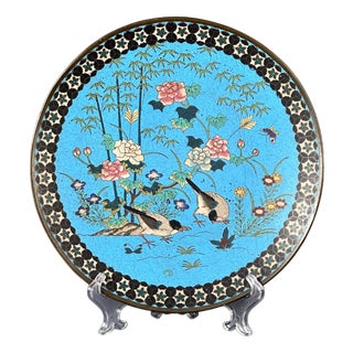Japanese Meiji Bronze Cloisonné Charger, 1890s For Sale