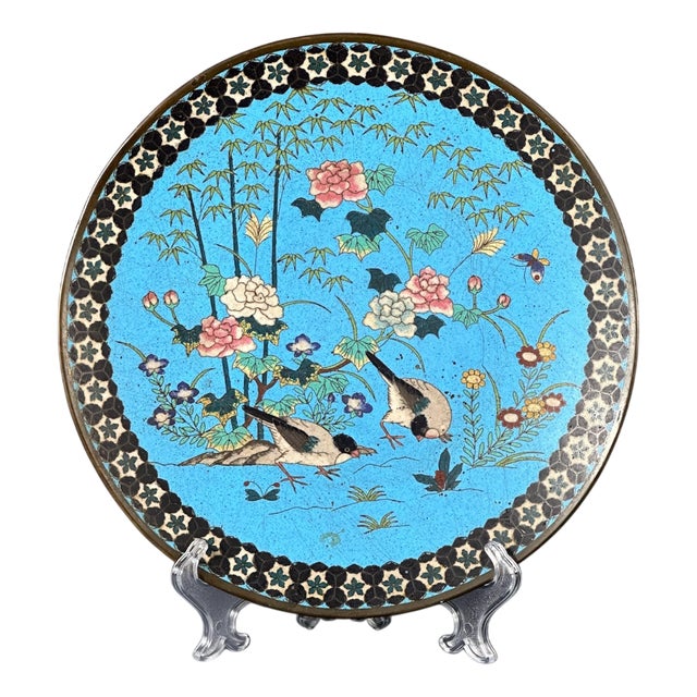 Japanese Meiji Bronze Cloisonné Charger, 1890s For Sale