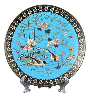 Japanese Meiji Bronze Cloisonné Charger, 1890s