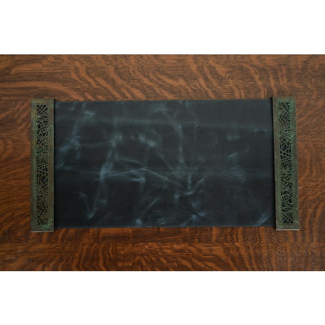 Tiffany Studios New York Pine Needle Bronze Blotter Ends With Leather Desk Blotter For Sale - Image 14 of 14