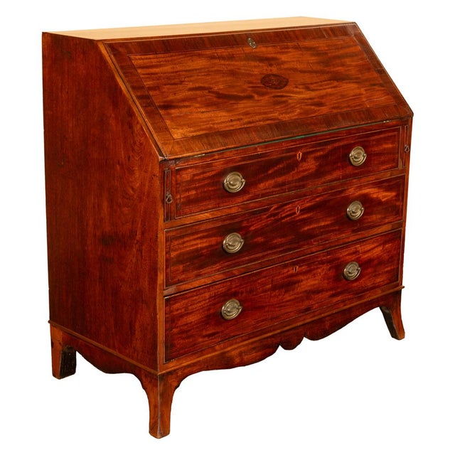 Fine Antique Georgian Mahogany Sheraton Inlaid Secretary Desk Bureau Chest 1780 For Sale - Image 17 of 17