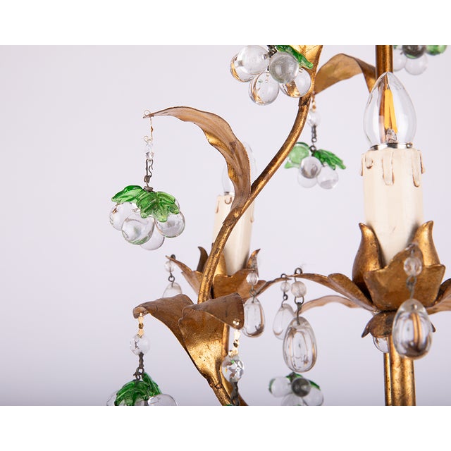 Gold Italian Gilt Fruit Chandelier with Murano Glass Grapes, 1930s For Sale - Image 8 of 10