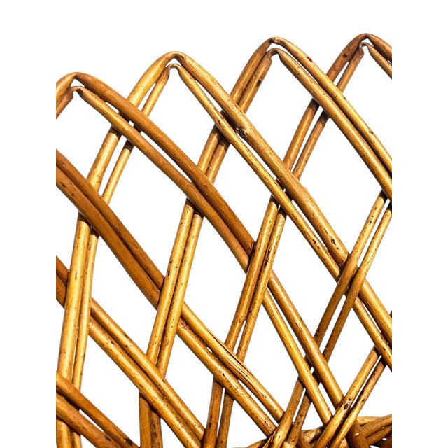 French Provincial Vintage French Provincial Round Wicker Open Work Basket Bowl For Sale - Image 3 of 6