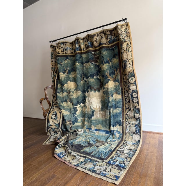 French French Antique Tapestry With Border For Sale - Image 3 of 8