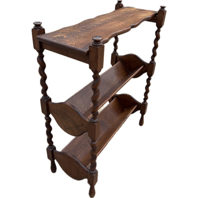 English Vintage Barley Twist English Book Case Book Trough For Sale - Image 3 of 8