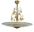 Swedish Modern Floral Glass Ceiling Plafond with Patinated Brass, Sweden, 1940s For Sale