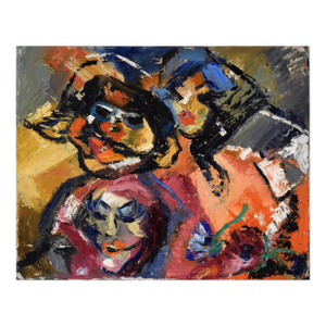 Three Abstracted Faces in Oil on Illustration Board