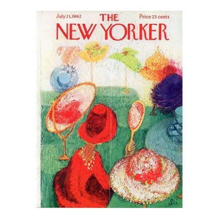 1962 Original New Yorker Magazine Cover by Su Zeigler, July 21, Hats For Sale