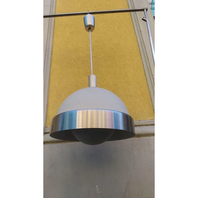 Aluminum, Frosted and Opaline Glass Ceiling Lamp by Oscar Torlasco for Lumi, 1960s For Sale - Image 6 of 6