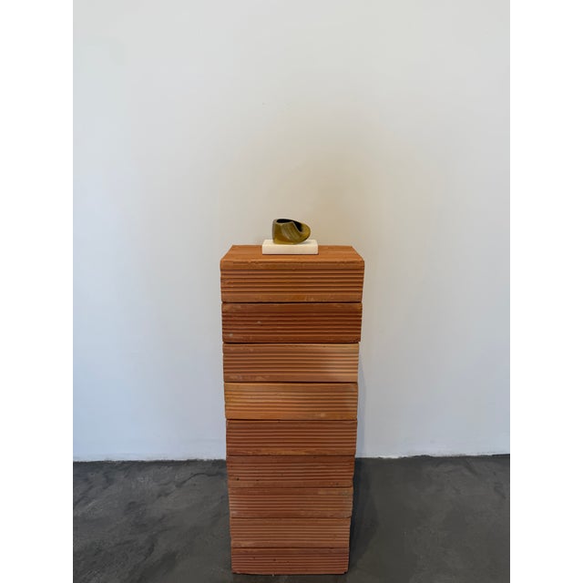 Brazilian Mid-Century Modern Abstract Bronze Sculpture on White Stone Base, 1990s For Sale - Image 10 of 11