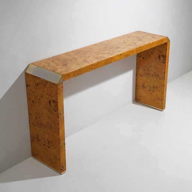 Console Table with Mirror in Briar Root by Mario Falcone for Fratelli Turri, 1970s, Set of 2 For Sale - Image 12 of 16