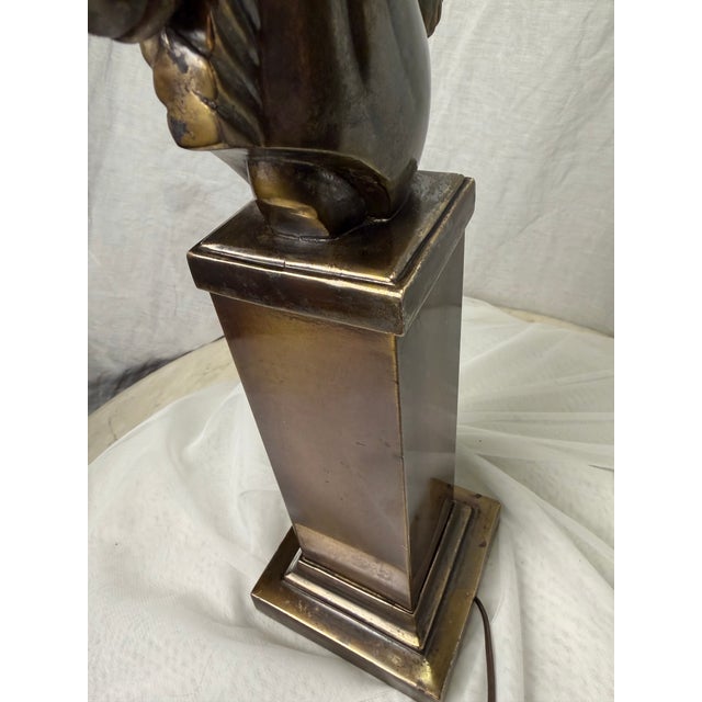 Metal 1960s Mid-Century Modern French Style Patinated Brass Double Horse Table Lamp For Sale - Image 7 of 11