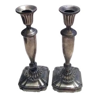 1960s Vintage Towle Brand Silversmith Silver Plated Candlesticks- a Pair For Sale