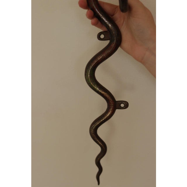 Egyptian Revival Engraved Brass Enameled Cobra Sconces, Set of 2 For Sale - Image 11 of 13