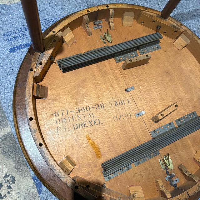 Mid-Century Modern Oval Round Expandable Dining Table Drexel Heritage For Sale In San Diego - Image 6 of 15