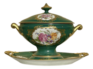Porcelain Tureen and Display Stand from Limoges, Set of 2