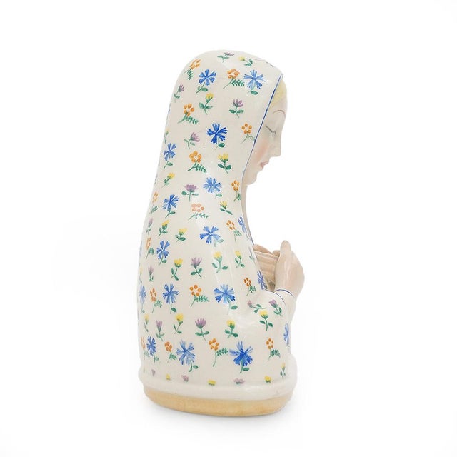 Blue Ceramic Sculpture of the Madonna by Pietro Spertini for Lenci, 1930s For Sale - Image 8 of 14