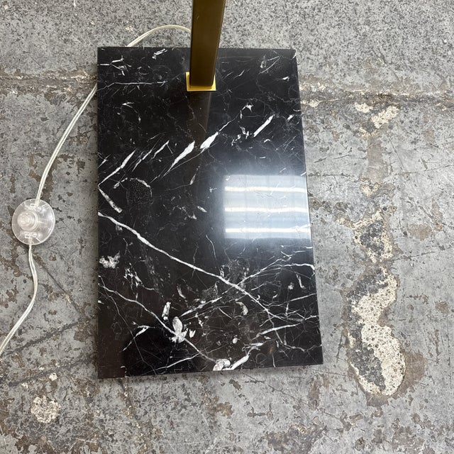 2010s Restoration Hardware Modern Arc Floor Lamp + Black Marble For Sale - Image 5 of 12