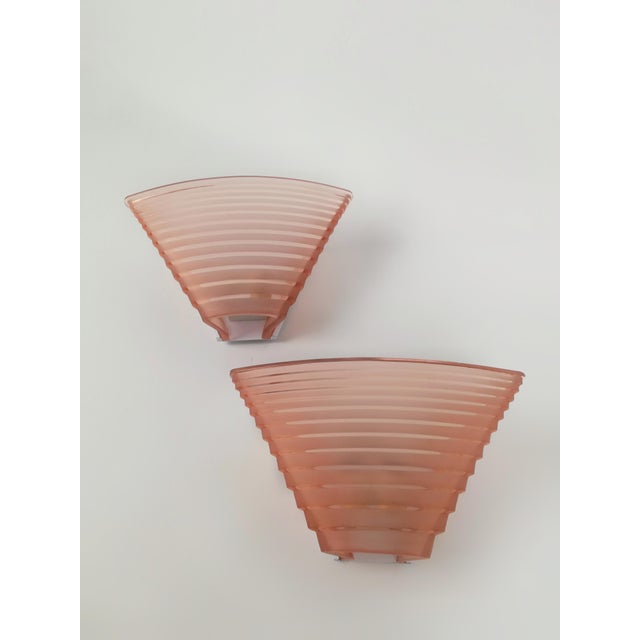 Pink Glass Pergamo 38 Wall Sconces by A. Mangiarotti for Artemide, 1980s, Set of 2 For Sale - Image 18 of 18