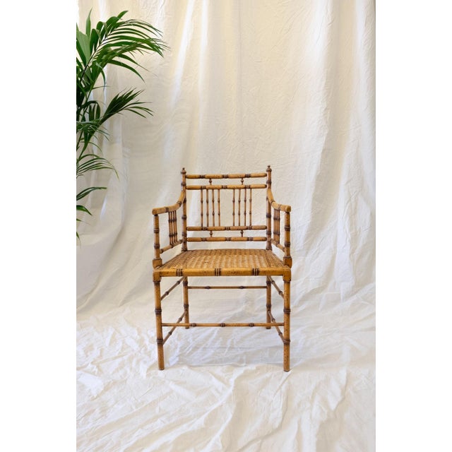 Vintage Chair with Vienna Straw Seat in Faux Bamboo, 1970s For Sale - Image 3 of 9