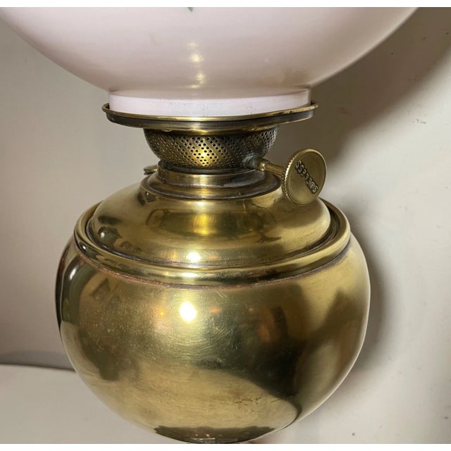 Large Antique Ornate 1800s Brass Glass Electrified Oil Table Parlor Banquet Lamp For Sale - Image 11 of 12