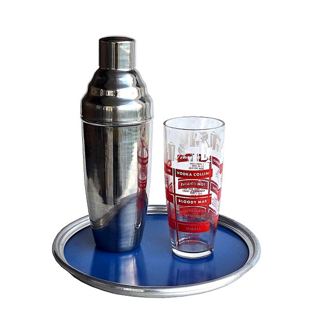Hazel-Atlas Vintage Cocktail Set With Tools, Shaker, Glass Mixer, and Tray, 9 Pieces For Sale - Image 4 of 10