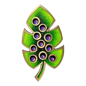 Mid-Century Atomic Monstera Leaf Brass & Enamel Trivet Plaque - 10"