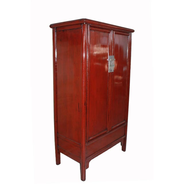 Chinese Early 20th Century Red Lacquer Noodle Cabinet For Sale - Image 3 of 7