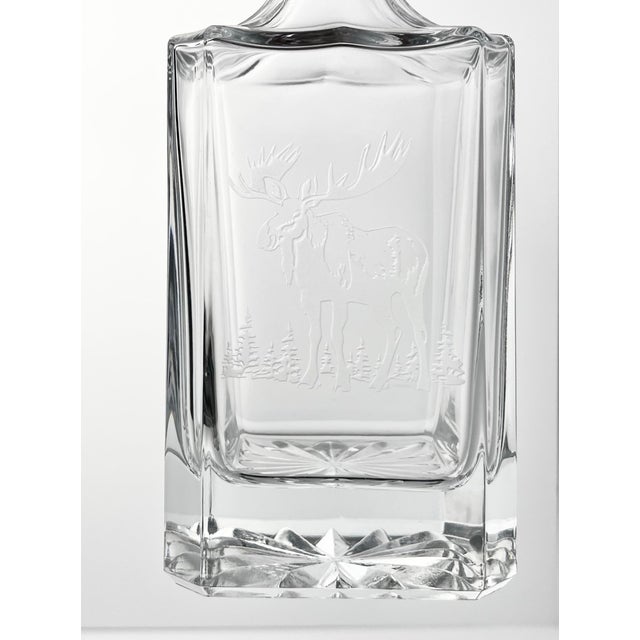 Moose Elk Antlers Etched Decanter & Old Fashion Tumbler Set, Barware - 5-Piece For Sale In Dallas - Image 6 of 12