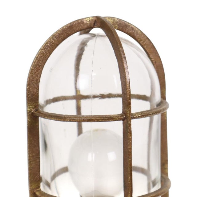 Industrial Brass Ship Cage Lamp, Rotterdam, 1950s For Sale - Image 6 of 14
