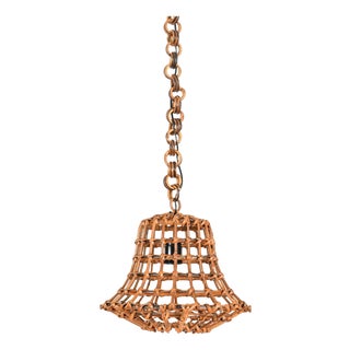 Mid-Century Pendant in Bamboo, Rattan and Wicker by Louis Sognot, France, 1960s For Sale