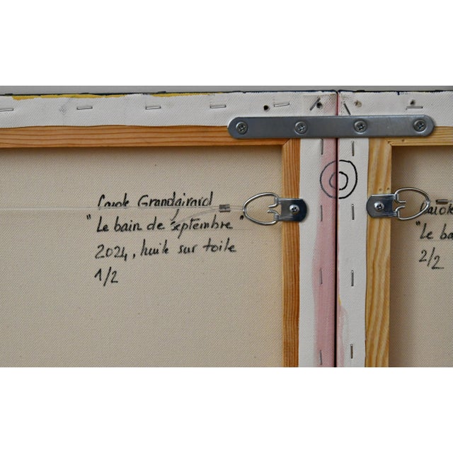 Carole Grandgirard, Diptych of Sunbathers, Le Bain de Septembre, 2024, Oil on Canvas For Sale - Image 4 of 5