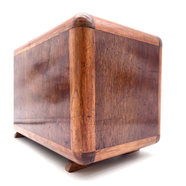 Art Deco Bread Box in Handcrafted Walnut, 1930s For Sale - Image 9 of 18