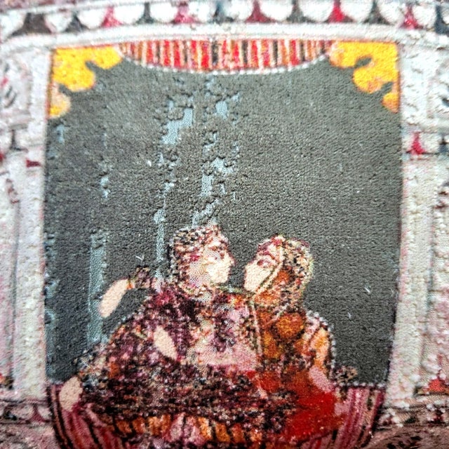 Chinoiserie Indian Chinoiserie Velvet Pillow With Fringe - Garden Fantasy in Tan With Tan Backing For Sale - Image 3 of 7