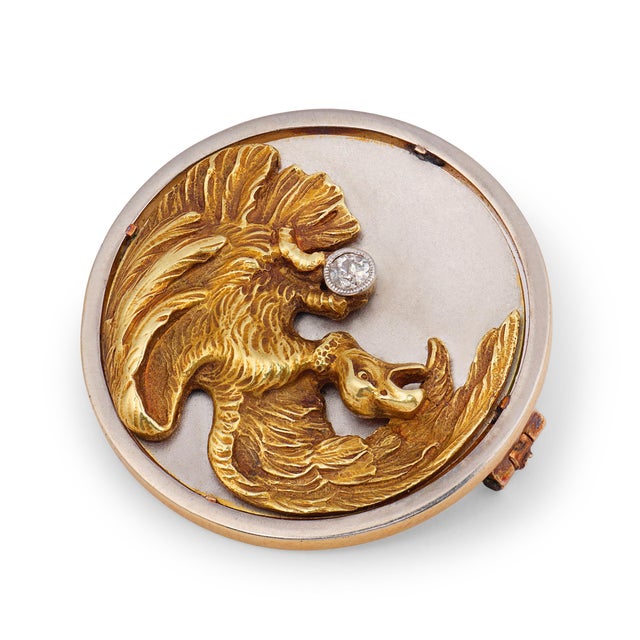 1910s 1910s Edwardian Diamond Hawk Platinum 18k Yellow Gold Brooch For Sale - Image 5 of 7