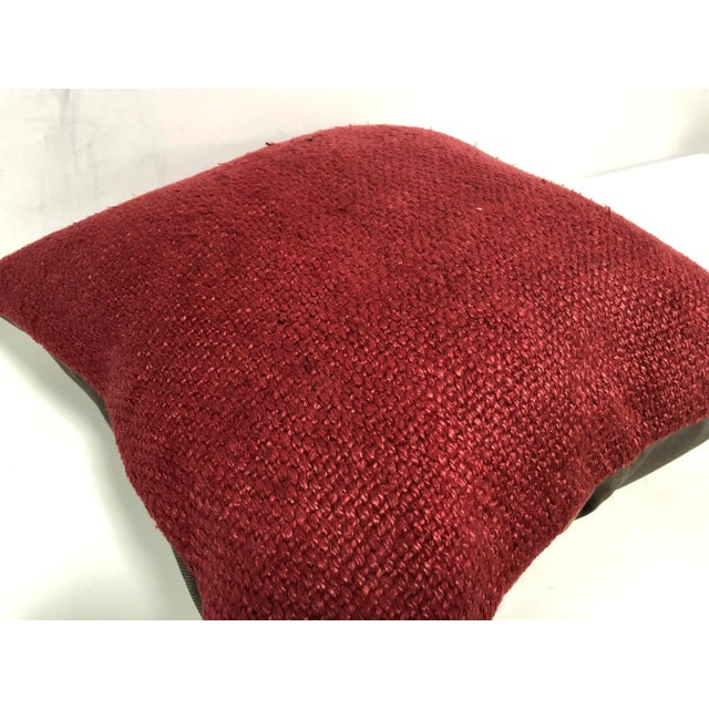 Rustic Vintage Handmade Red Traditional Turkish Kilim Pillow For Sale - Image 4 of 6