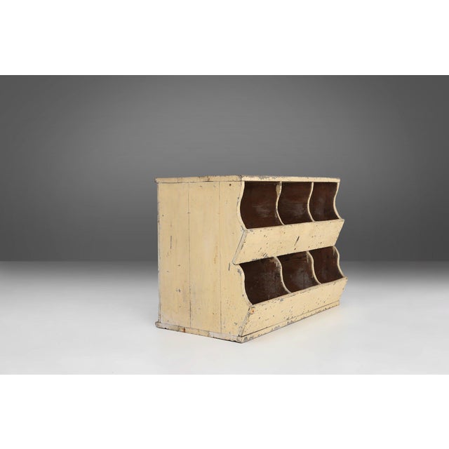 Mid-Century Modern Industrial Compartment Cabinet with Rich Patina, France, 1890s For Sale - Image 3 of 11