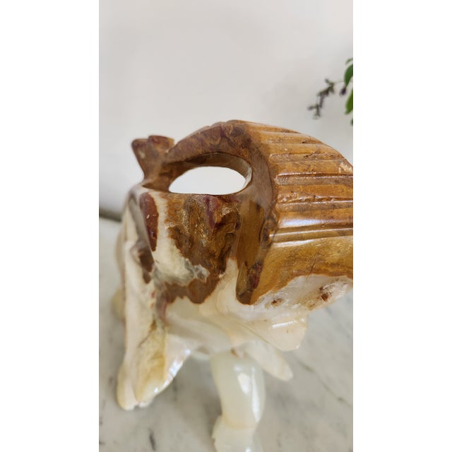 Vintage Large Carved Onyx Elephant Sculpture For Sale - Image 9 of 18