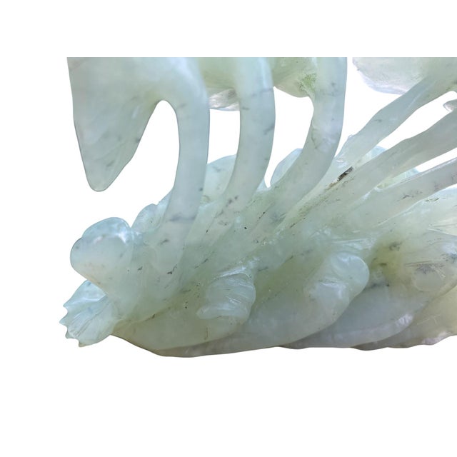 Mid 20th Century Chinese Carved Jade-Colored Hardstone Fish and Lotus Sculpture For Sale - Image 9 of 9