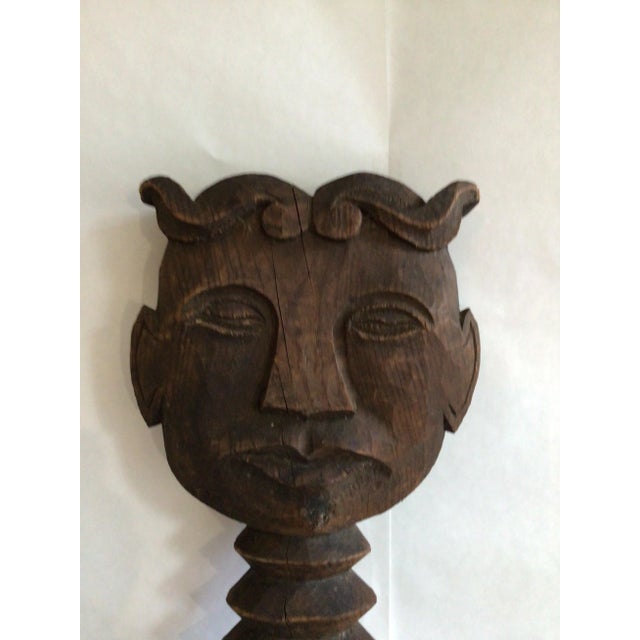 1940s Carved Wood Statue For Sale - Image 10 of 12