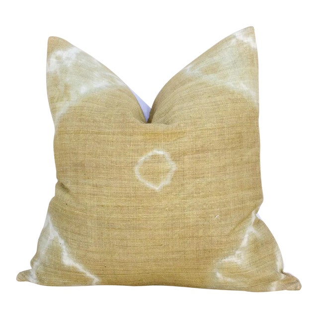 Vintage Eindra Indian Olive Organic Silk Pillow For Sale