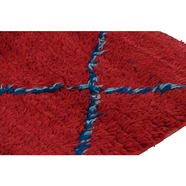 Vintage Moroccan Runner in Red With Blue Diamond Medallions, From Rug & Kilim For Sale In New York - Image 6 of 7