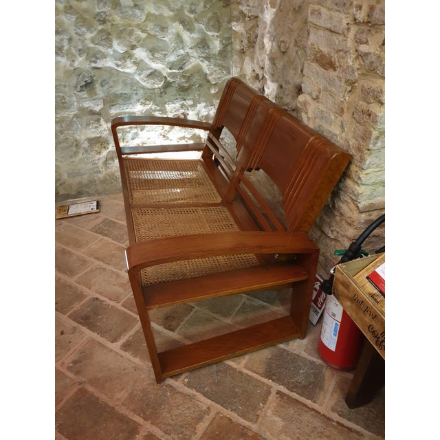 Wood Chestnut & Vienna Straw Living Room Set, Set of 3 For Sale - Image 7 of 17