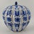 Vintage Blue & White Hand-Painted Melon Ginger Jar With Carved Wood Stand For Sale - Image 4 of 15