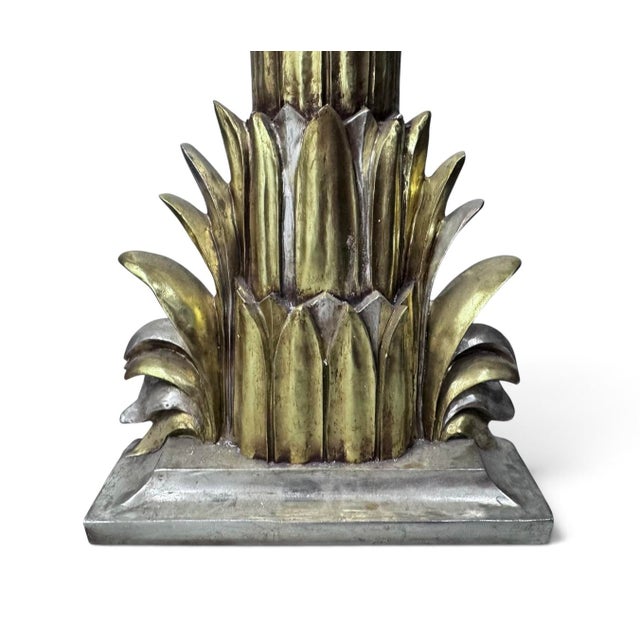 Art Deco Mid 20th Century Maison Janseni Style French Palm Tree Gilt Floor Wall Sconces For Sale - Image 3 of 17